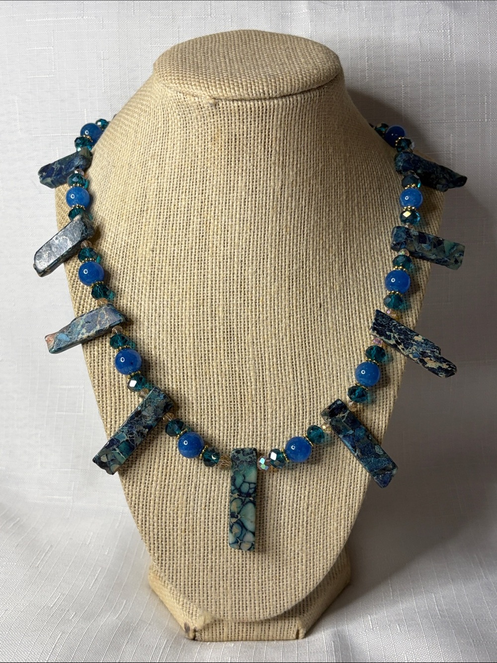 Handcrafted Agate Drop and Kyanite Necklace
